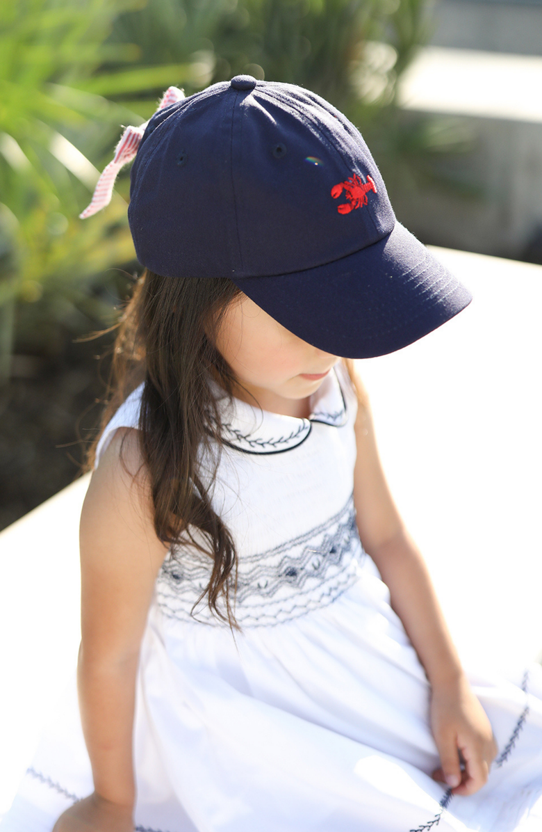 Bits & Bows Lobster Twill Bow Baseball Hat, Alternate, color, Navy Blue