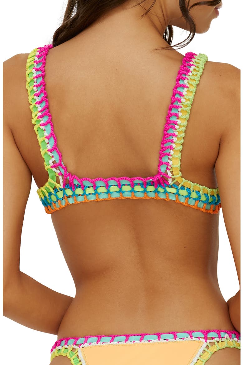 Colorful Whipstitch Trim Triangle Bikini Top, Alternate, color, MANGO