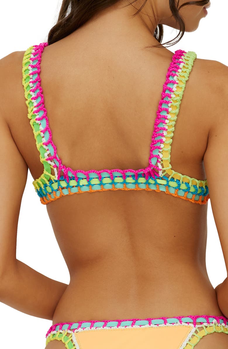 PQ SWIM Colorful Whipstitch Trim Triangle Bikini Top, Alternate, color, Mango