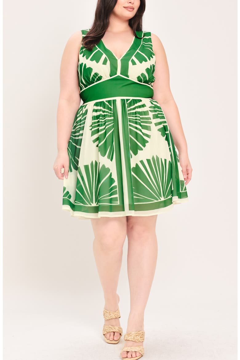 Print Minidress, Alternate, color, IVORY GREEN