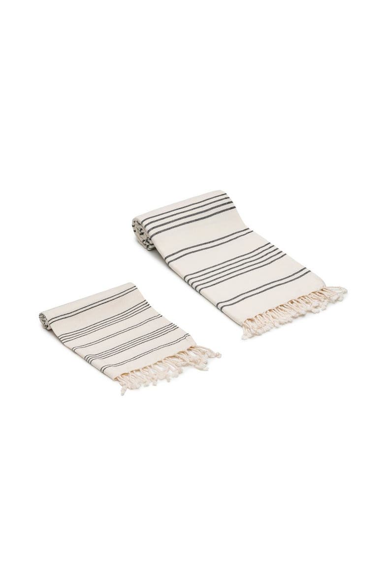 Heritage Stripe Turkish Cotton Towel Bundle, Alternate, color, Black