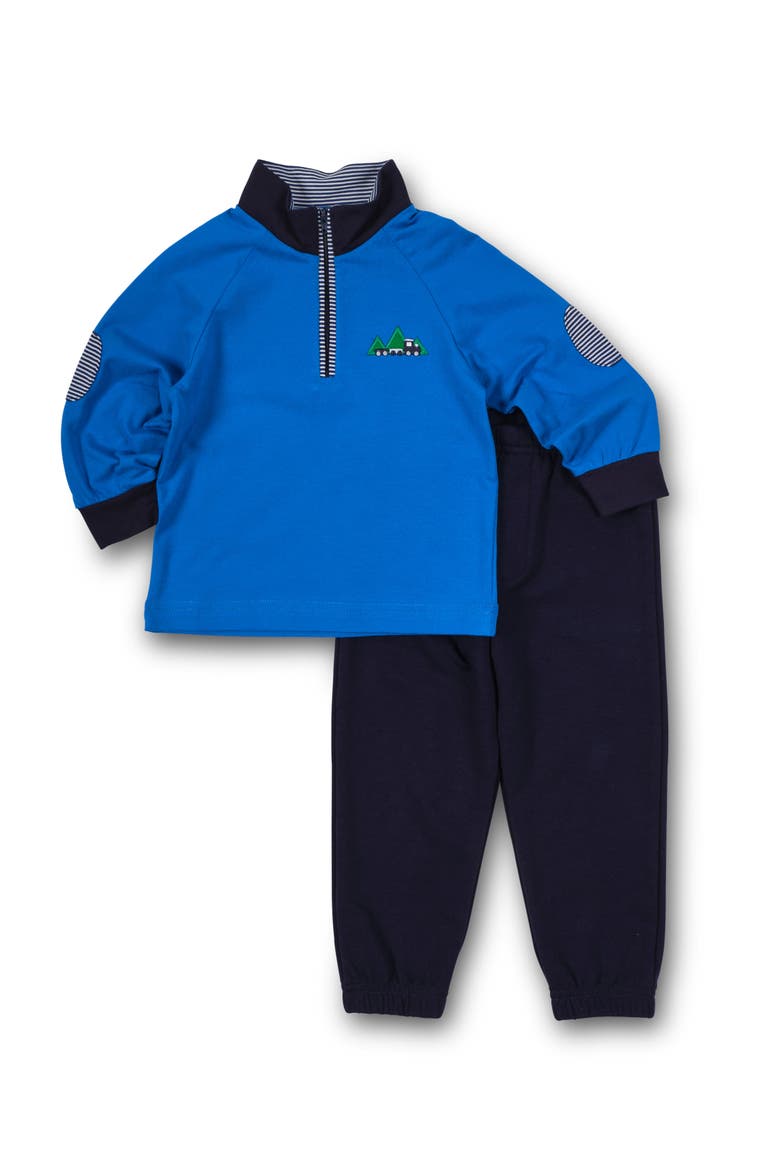 Knit Raglan 1/2 Zip Shirt With Train, Alternate, color, Blue