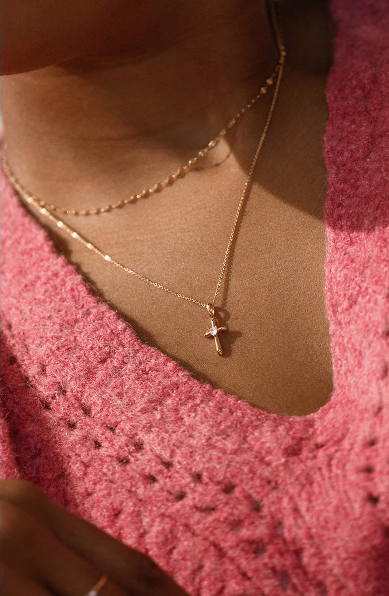 MADE BY MARY CZ Heart Cross Charm, Alternate, color, Gold