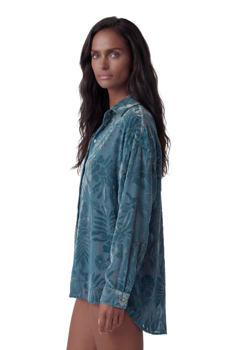 Country Floral Velvet Devore Womens Shirt, Alternate, color, COUNTRY FLORAL TEAL