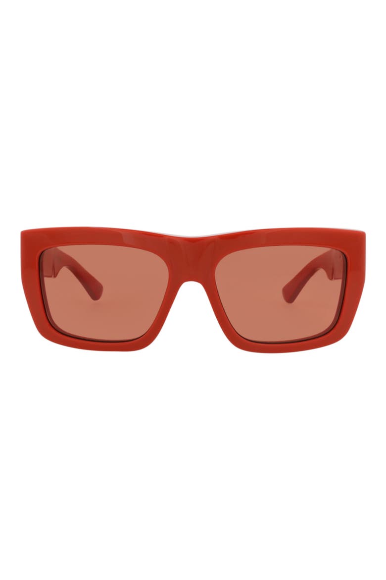 57mm Square Sunglasses, Main, color, ORANGE ORANGE ORANGE