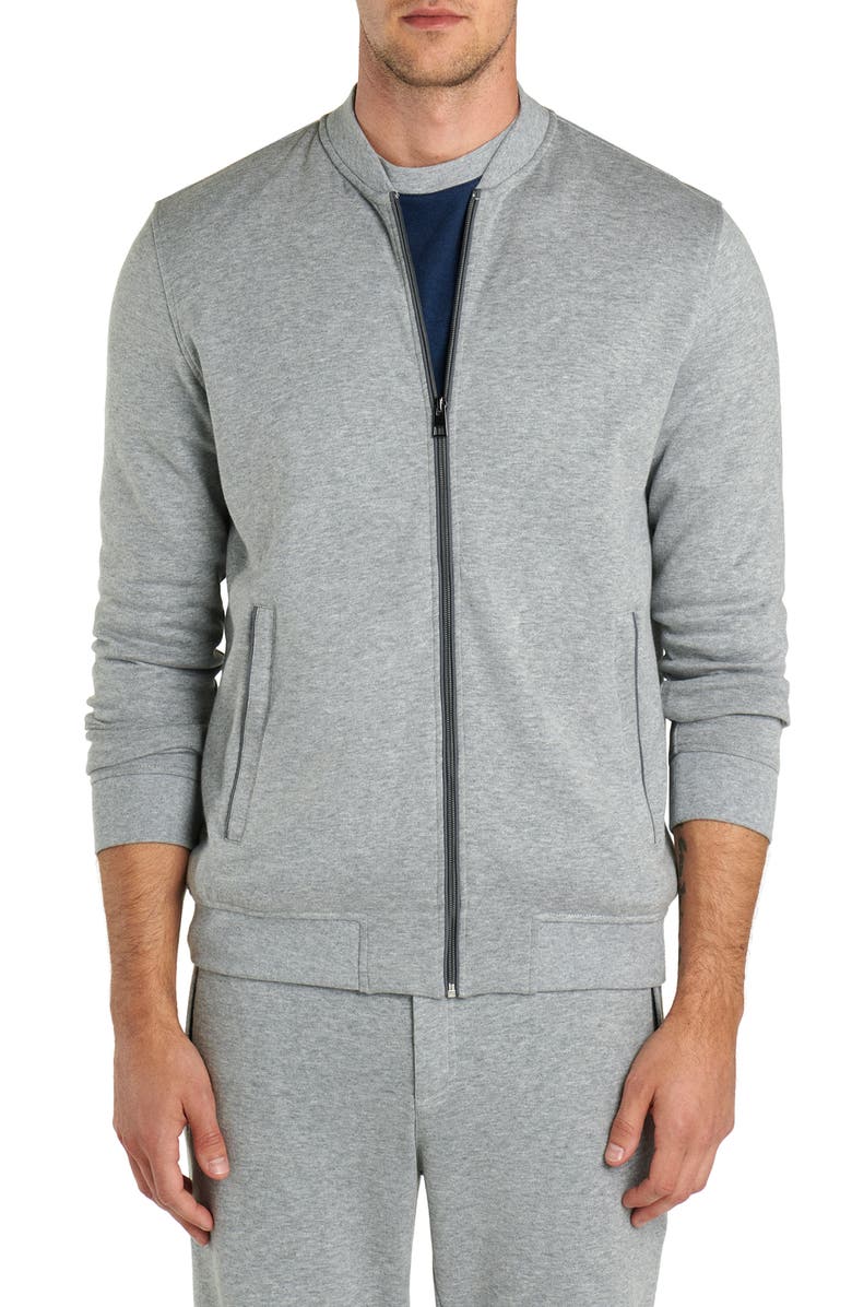 Bugatchi Comfort Zip Crewneck Sweatshirt, Main, color, Platinum