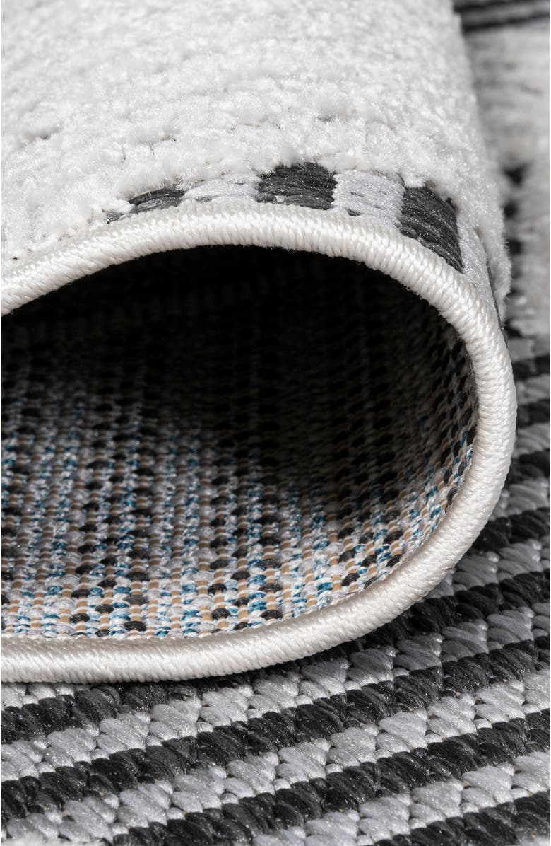 JONATHAN Y Jazz High-Low Pile Art Deco Geometric Indoor/Outdoor Area Rug, Alternate, color, Black/Ivory