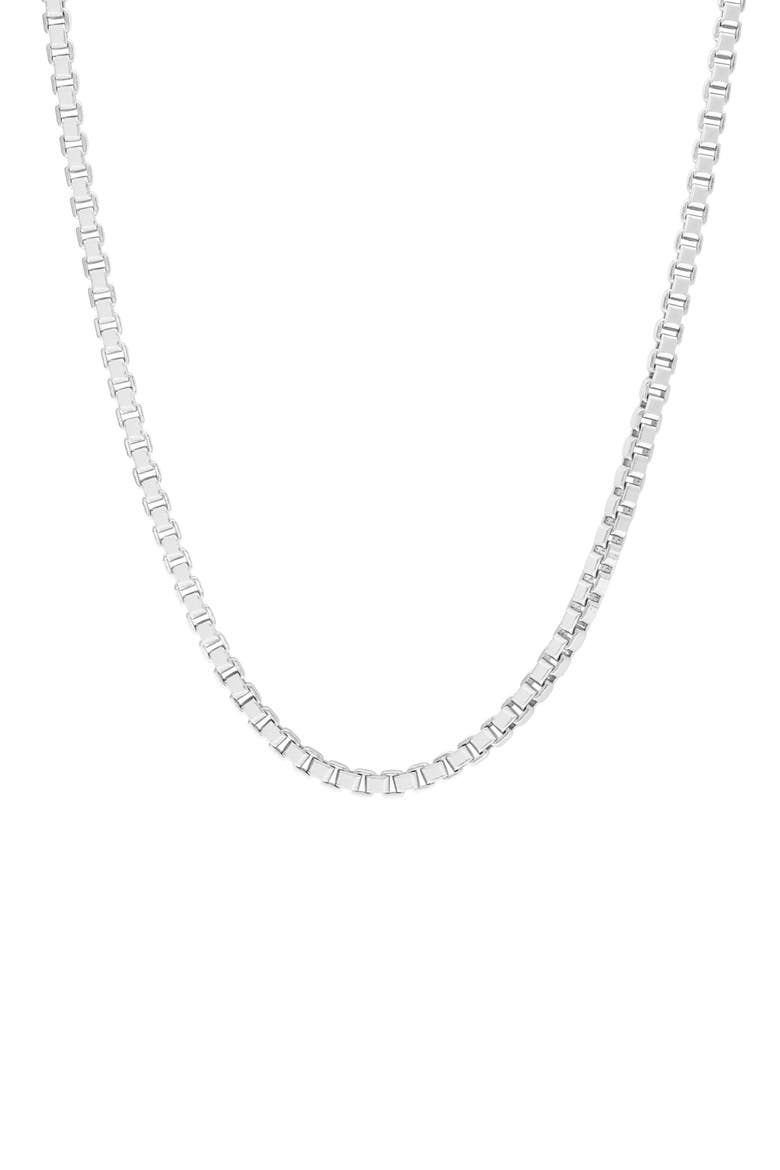 Men's Sterling Silver Box Chain Necklace, Main, color, WHITE