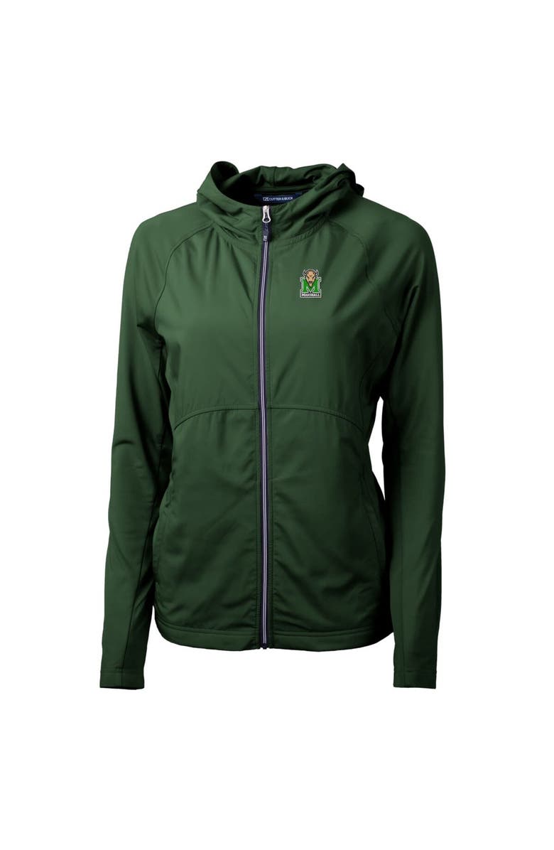 Cutter & Buck Women's Cutter & Buck Hunter Green Marshall Thundering Herd Adapt Eco Knit Full-Zip Hoodie, Alternate, color,