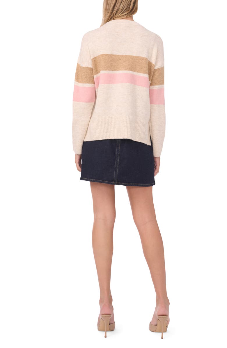 Vince Camuto Two Stripe Crewneck Sweater, Alternate, color, Malted