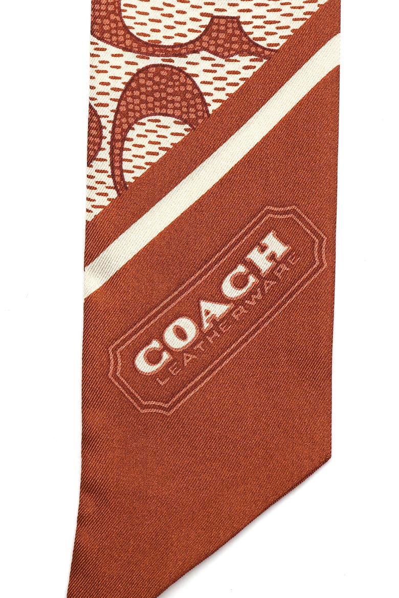 Textured Signature Print Silk Skinny Scarf, Alternate, color, PECAN