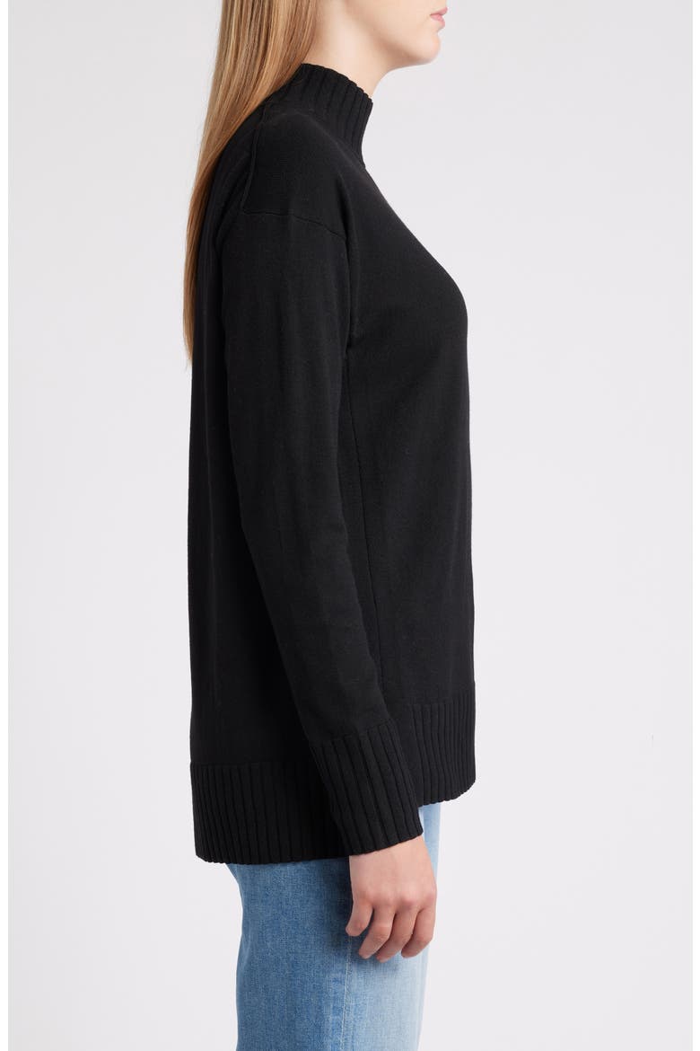 Mock Neck Tunic Sweater, Alternate, color, BLACK
