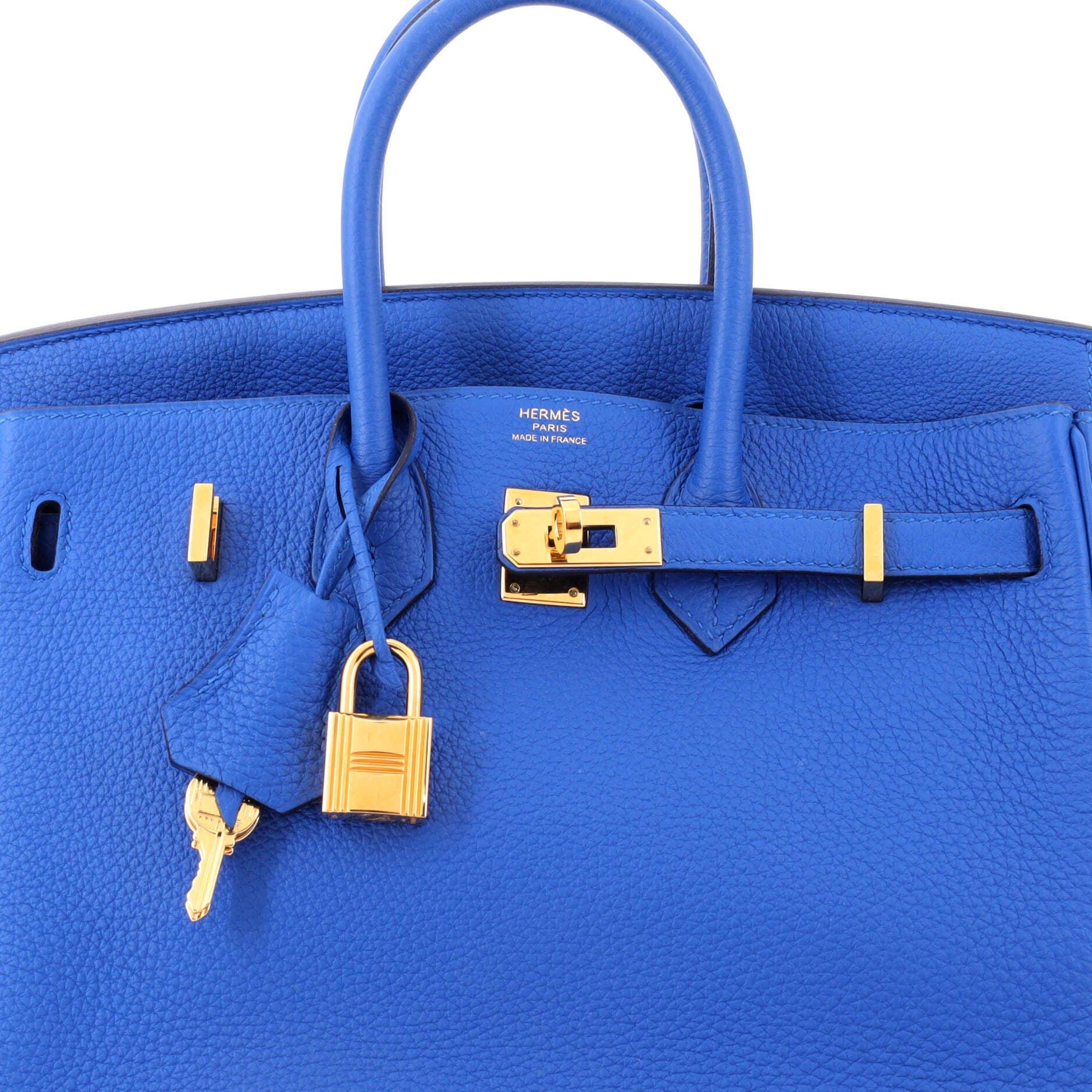 Pre-Owned Hermes Birkin Handbag Blue Togo with Gold Hardware 25, Alternate, color, Bleu France