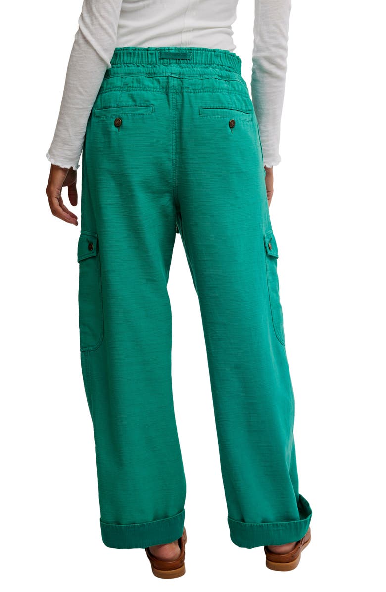 Free People Park Ave Cotton Cargo Pants, Alternate, color, Golf Green