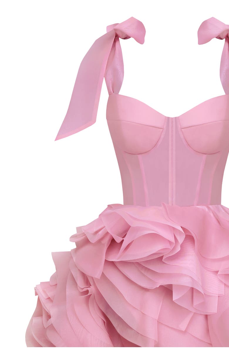 Milla Danceable Mini With Ruched Flower Appliques, Alternate, color, Pink