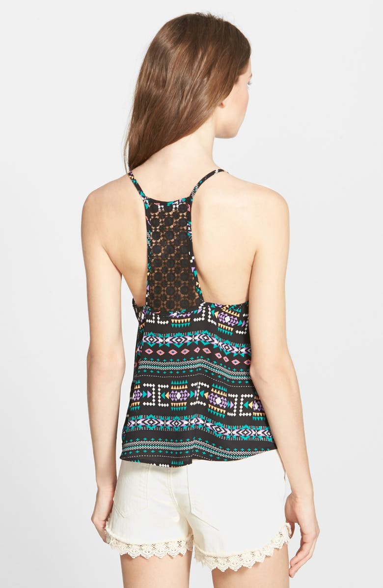 All in Favor Crochet Back Print Camisole, Alternate, color, 