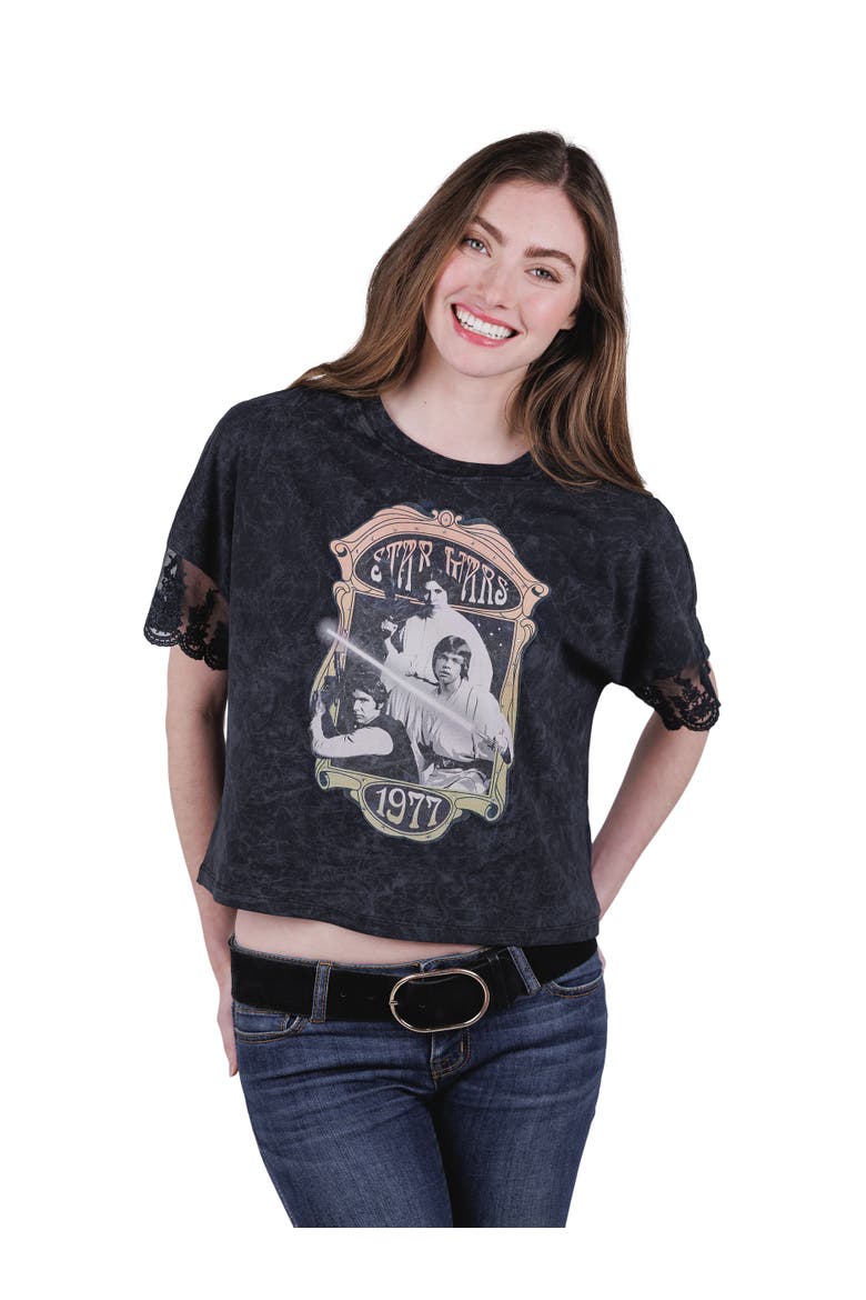 Vintage T-Shirt Adult Sizes, Alternate, color, Luke Leia Black Wash