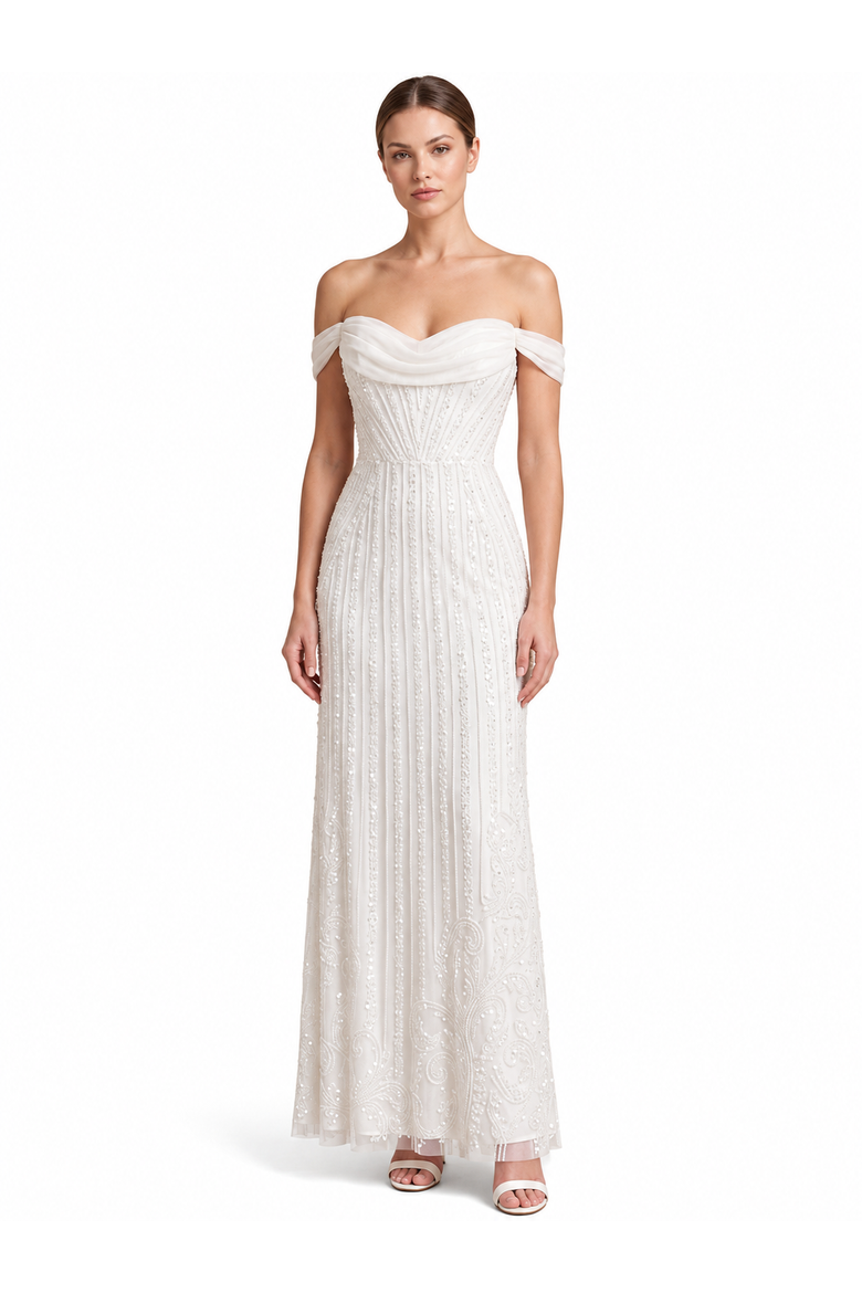 Off Shoulder Corset Bridal Gown, Main, color, Ivory