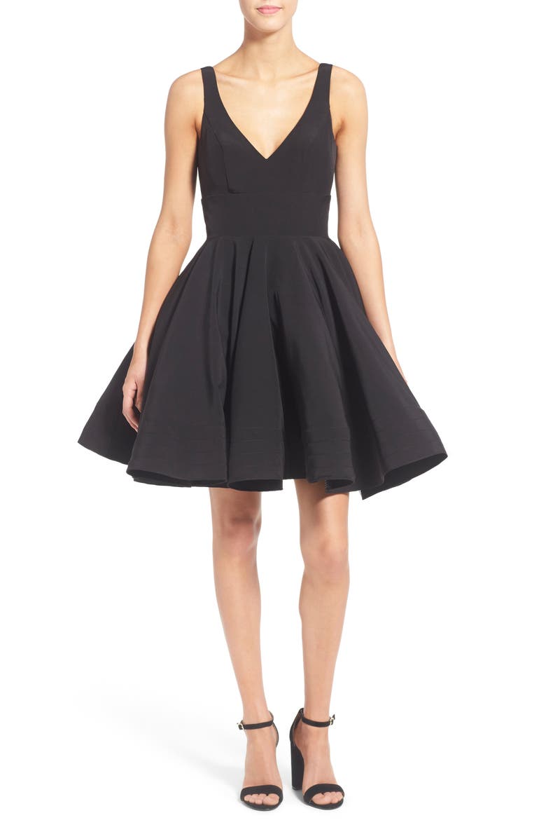 Fit & Flare Cocktail Dress, Alternate, color, BLACK