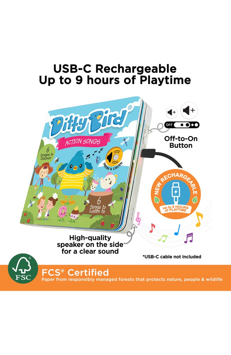 Ditty Bird Kids' Action Songs Interactive Musical Sound Book, Alternate, color, Blue