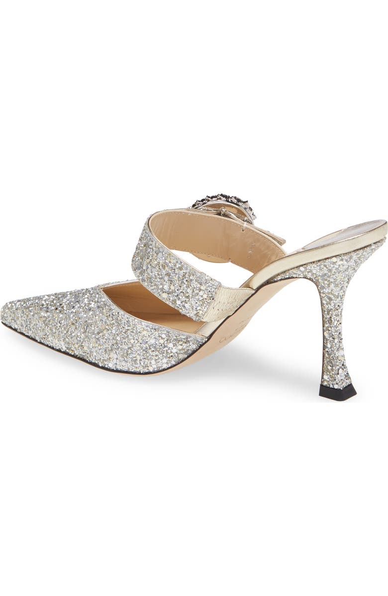 Jimmy Choo Marta Crystal Buckle Glitter Pointed Toe Mule, Alternate, color,