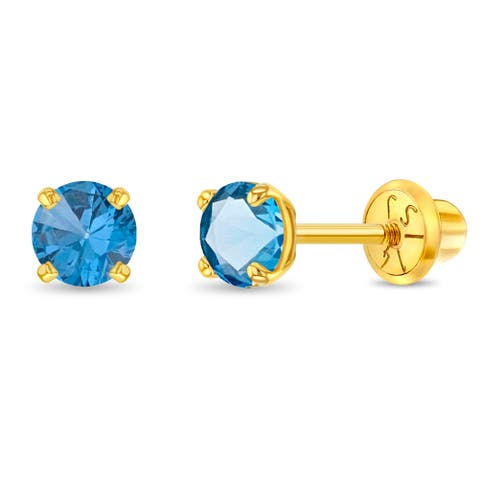 14k Pronged Simulated Birthstone Earrings