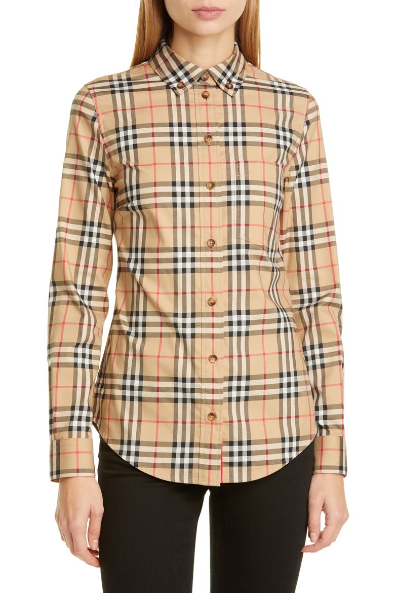 Lapwing Vintage Check Stretch Cotton Shirt, Main, color, ARCHIVE BEIGE IP CHK