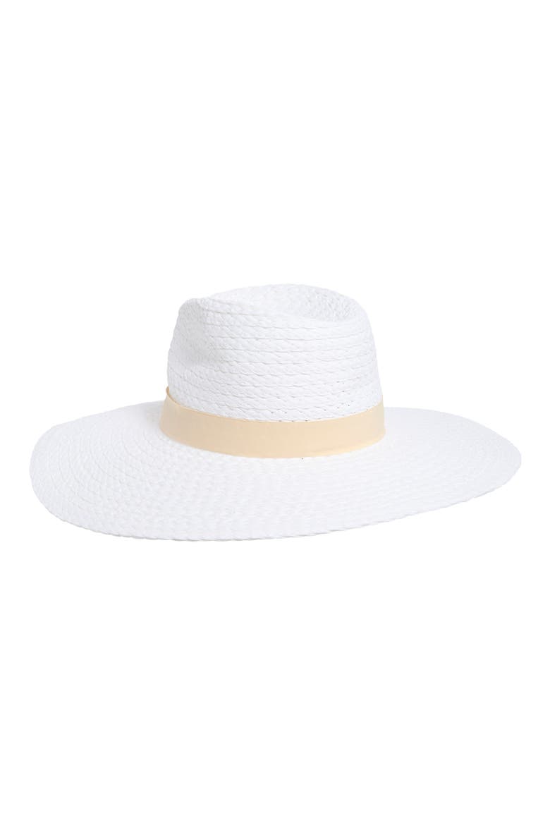 Oversize Straw Panama Hat, Alternate, color, BONE