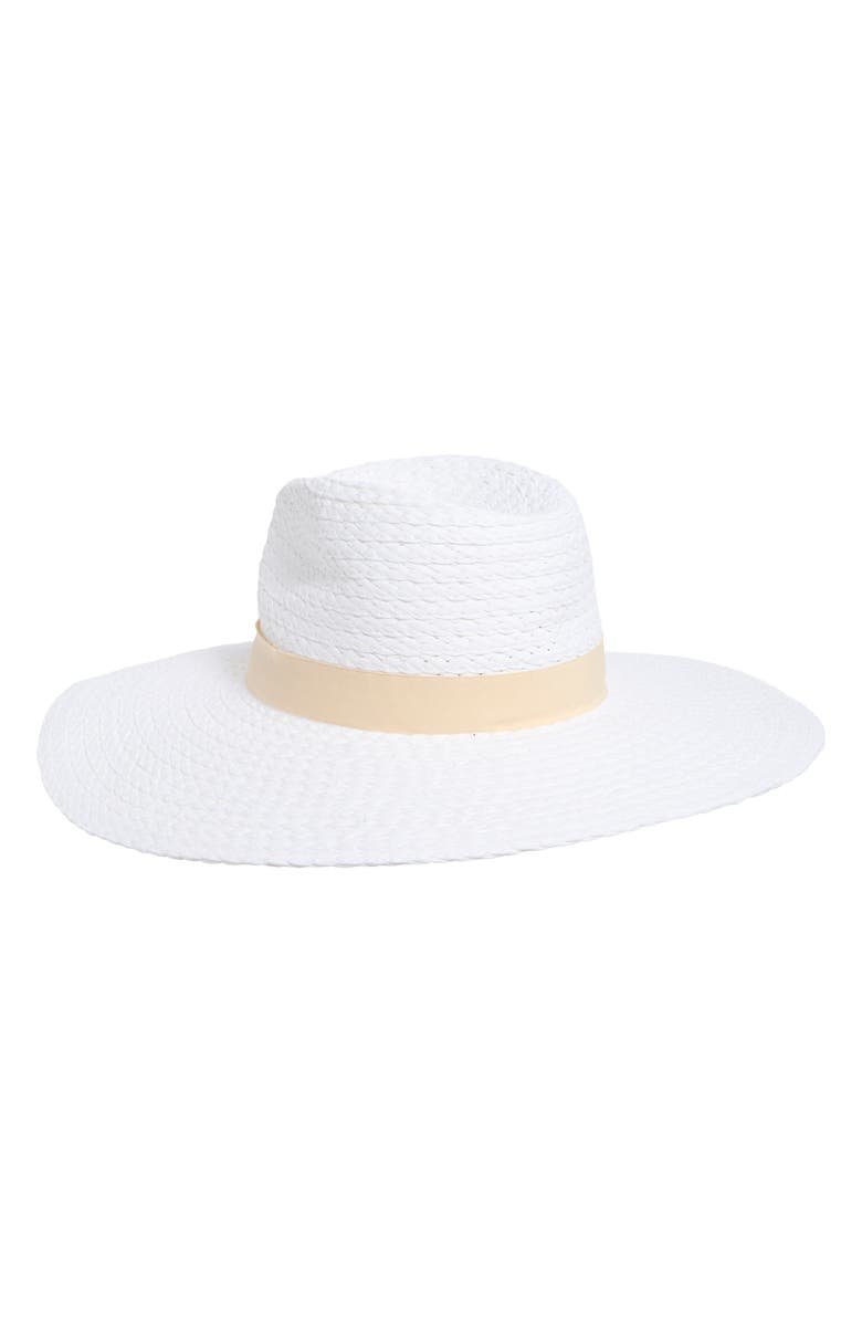Vince Camuto Oversize Straw Panama Hat, Alternate, color, Bone