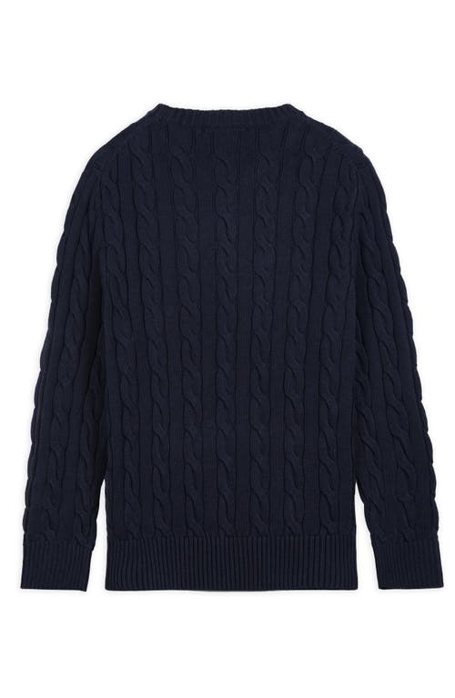 Members Only Crew Neck Cable Sweater In Blue