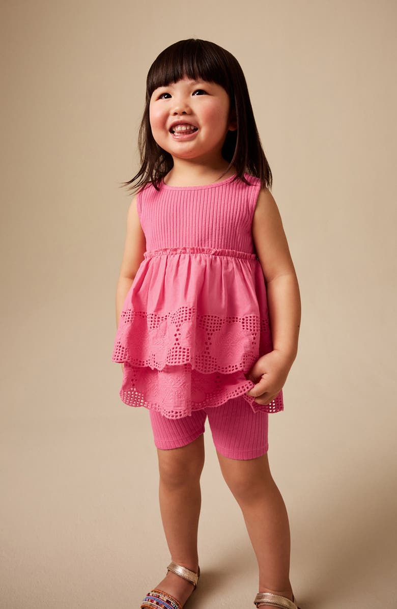 NEXT Kids' Frill Floral Eyelet Top & Shorts Set, Alternate, color, Pink