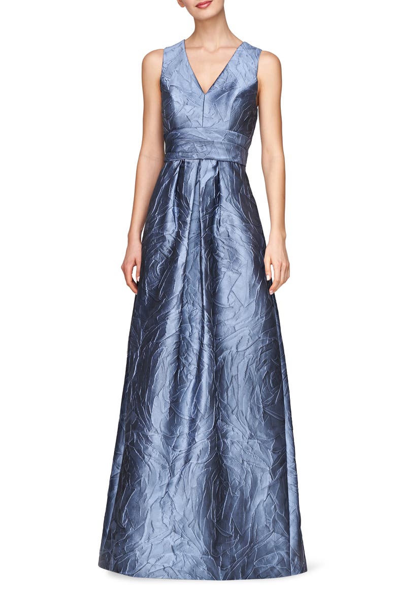 Mariah Crinkle Pleated Gown, Main, color, MEDITERRANEAN BLUE