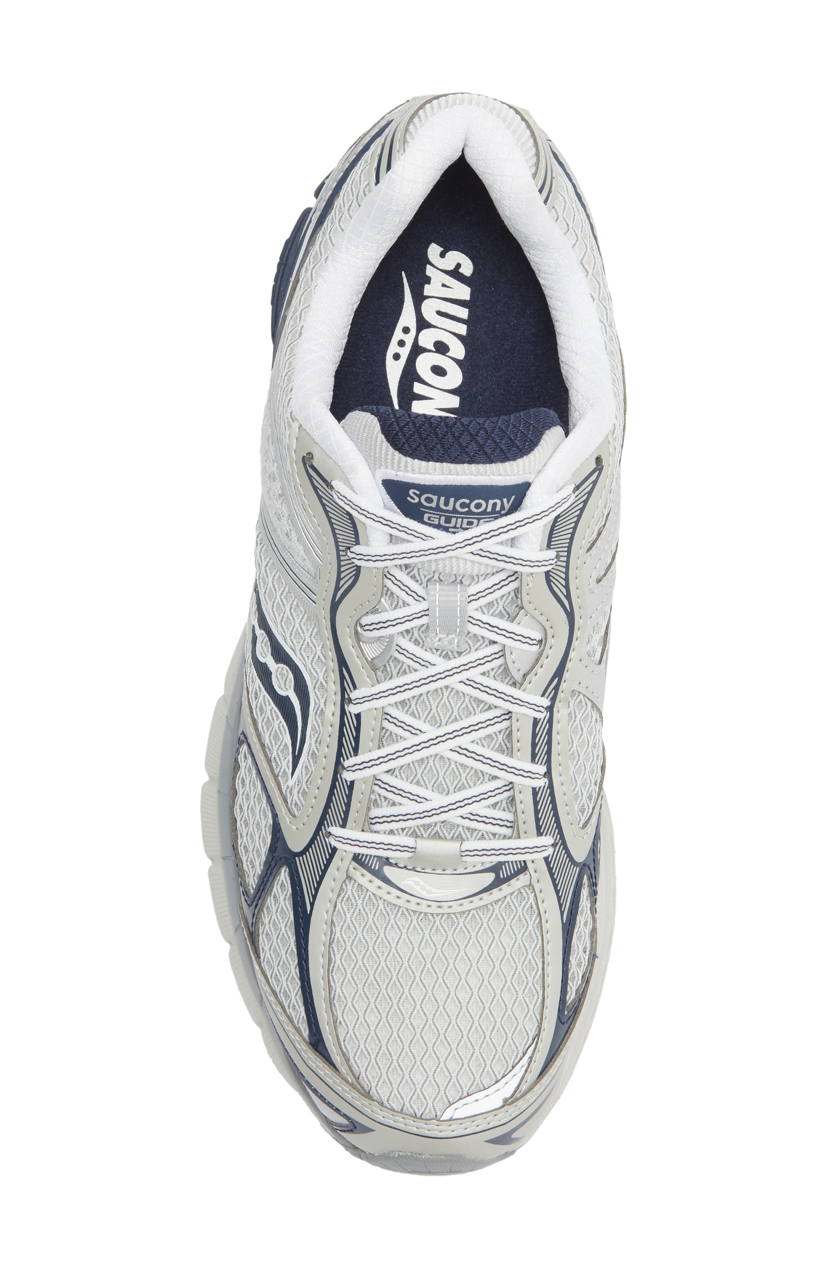 Saucony Gender Inclusive ProGrid Guide 7 Sneaker, Alternate, color, Oyster/ Navy