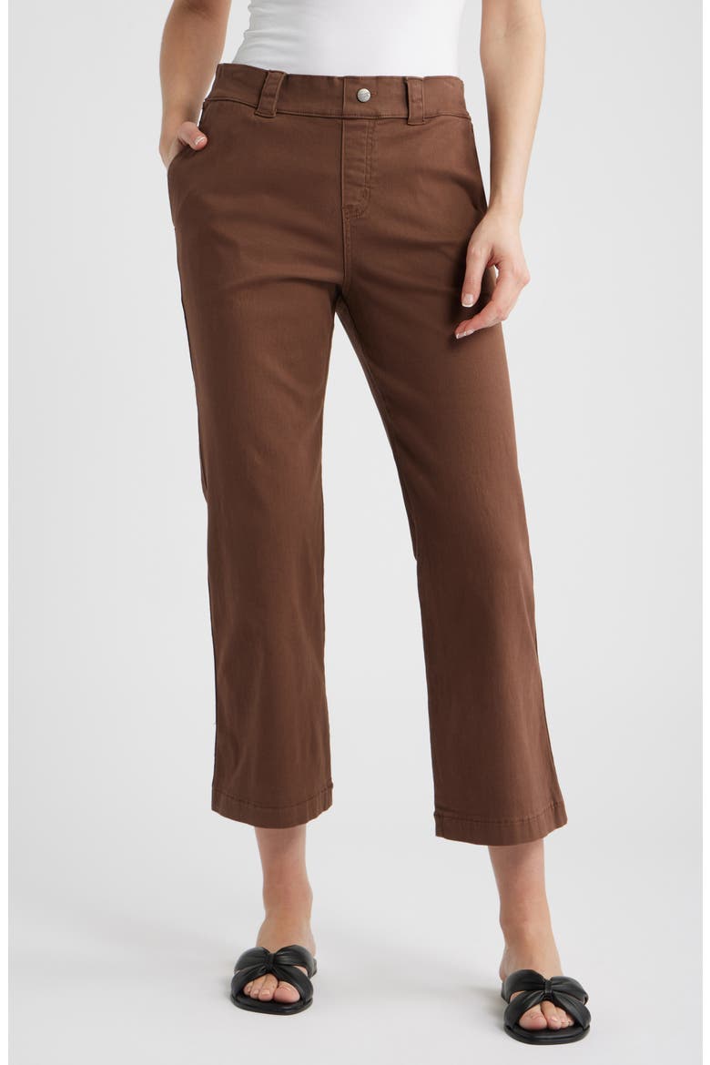 Kick Flare Stretch Cotton Pull-On Pants, Main, color, SHAVED CHOCOLATE