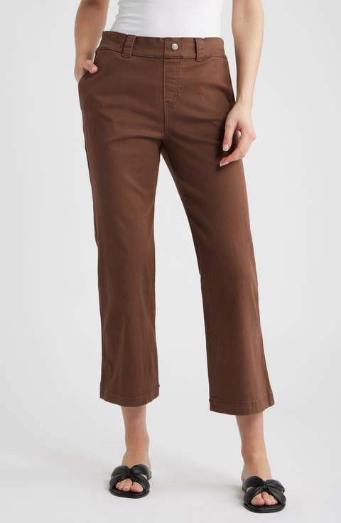 Kick Flare Stretch Cotton Pull-On Pants