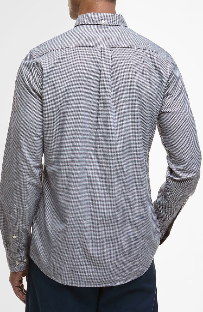 Barbour Huntly Mini Houndstooth Check Cotton Button-Down Shirt, Alternate, color, Navy