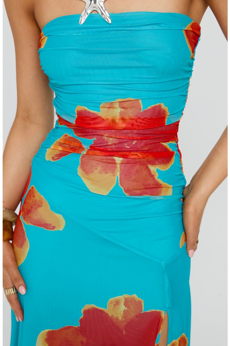 Katara Strapless Maxi Dress, Alternate, color, BLUE / ORANGE FLORAL