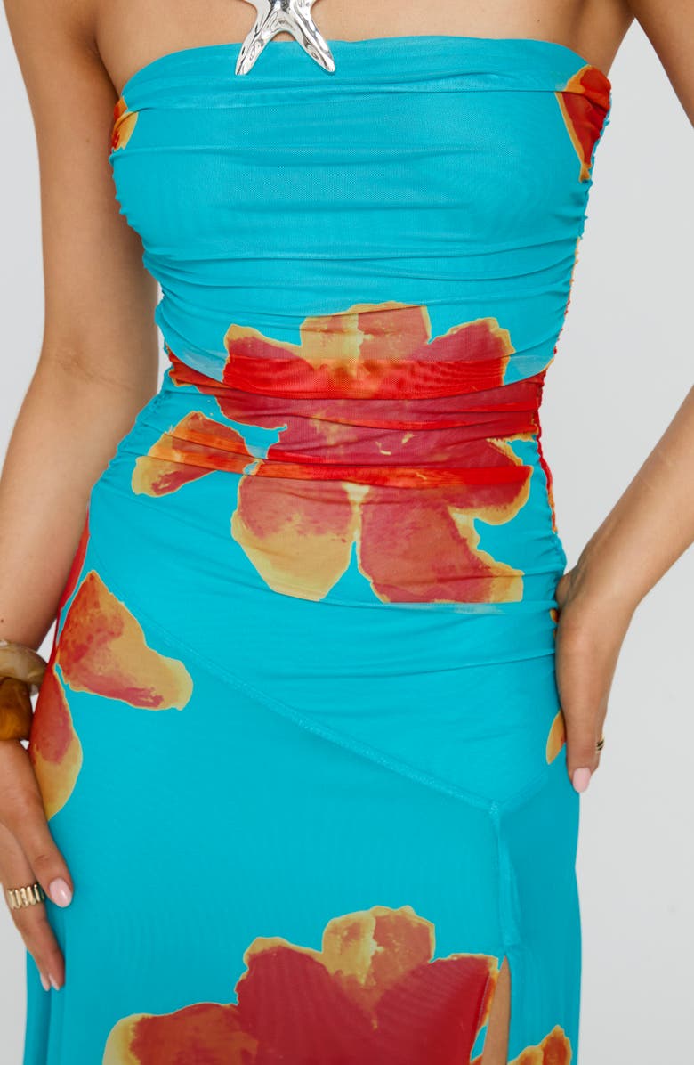 Princess Polly Katara Strapless Maxi Dress, Alternate, color, Blue / Orange Floral