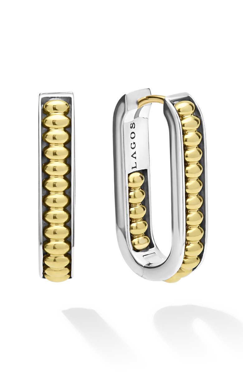 LAGOS Two-Tone Linear Hoop Earrings, Main, color, Two Tone