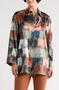 Lafayette 148 New York Oversize Long Sleeve Silk Button-Up Shirt