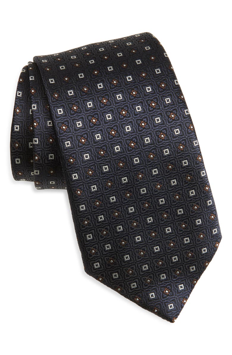 Canali Floral Silk Tie, Main, color, Dark Blue