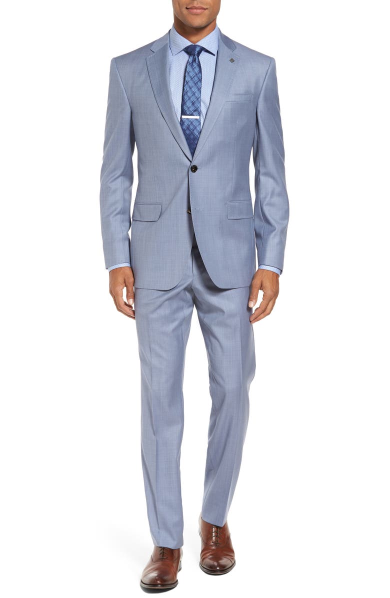 Ted Baker London Trim Fit Solid Wool Suit, Main, color, 