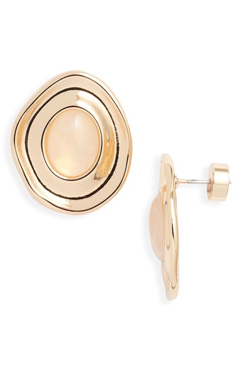 Oval Frame Stud Earrings