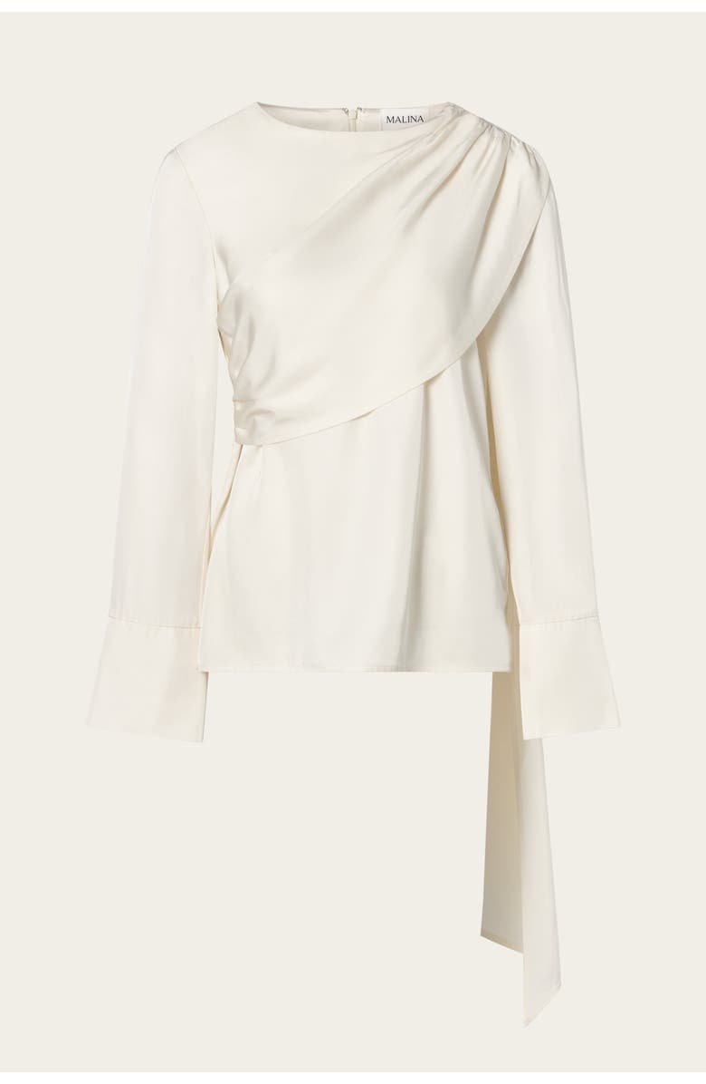 Malina Melandy Draped Cape Blouse, Alternate, color, Vanilla