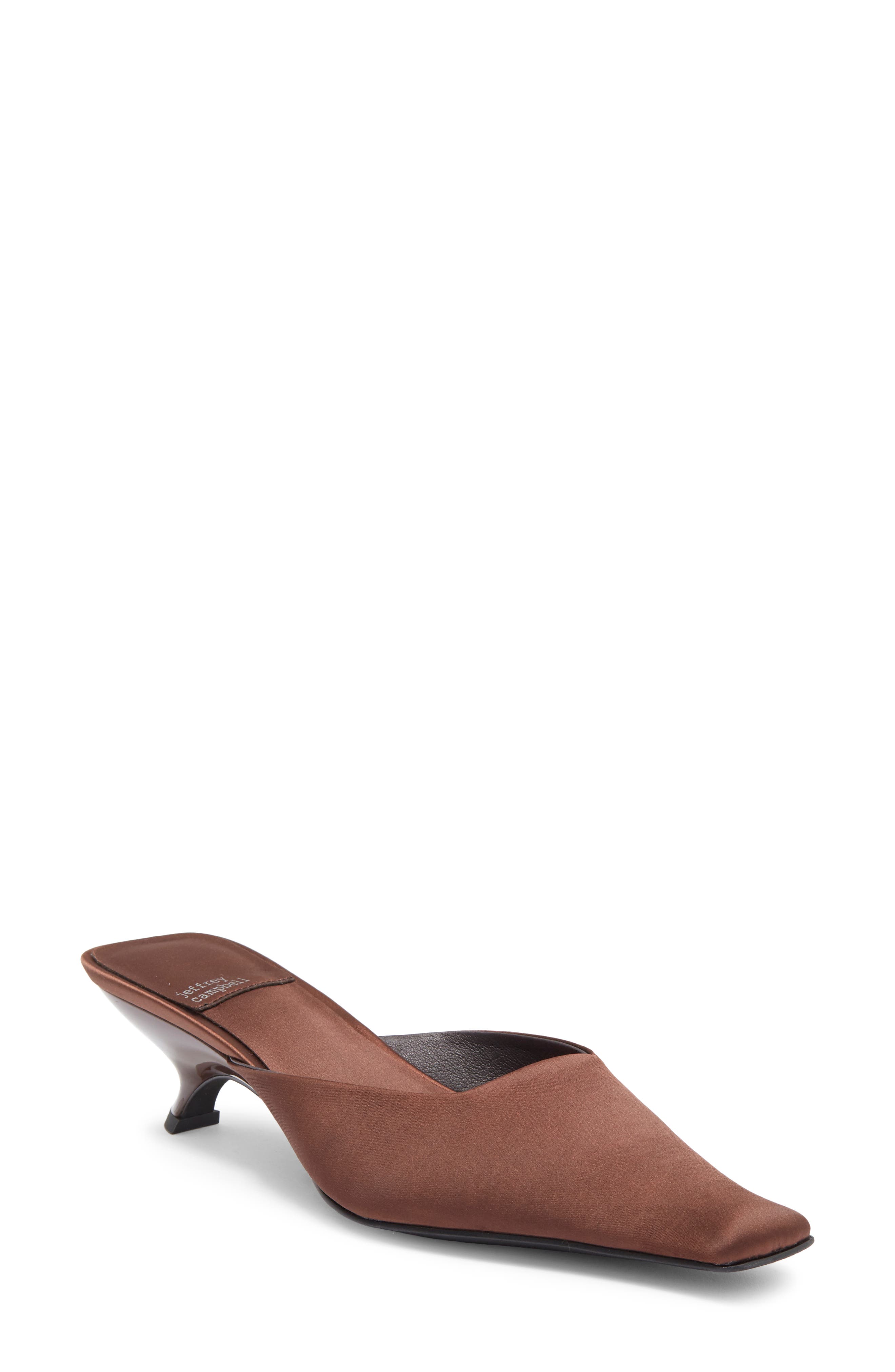Esmerelda Square Toe Mule, Main, color, BROWN SILK