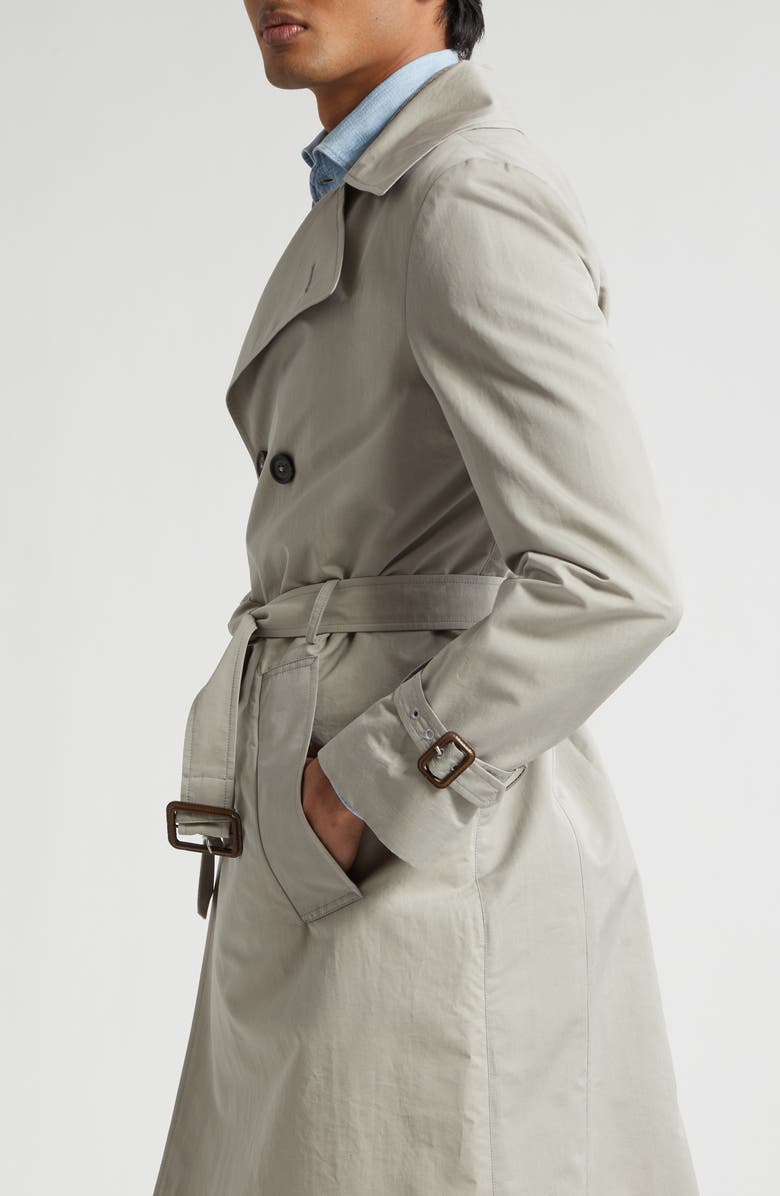 Eleventy Cotton & Silk Trench Coat, Alternate, color, Military Green