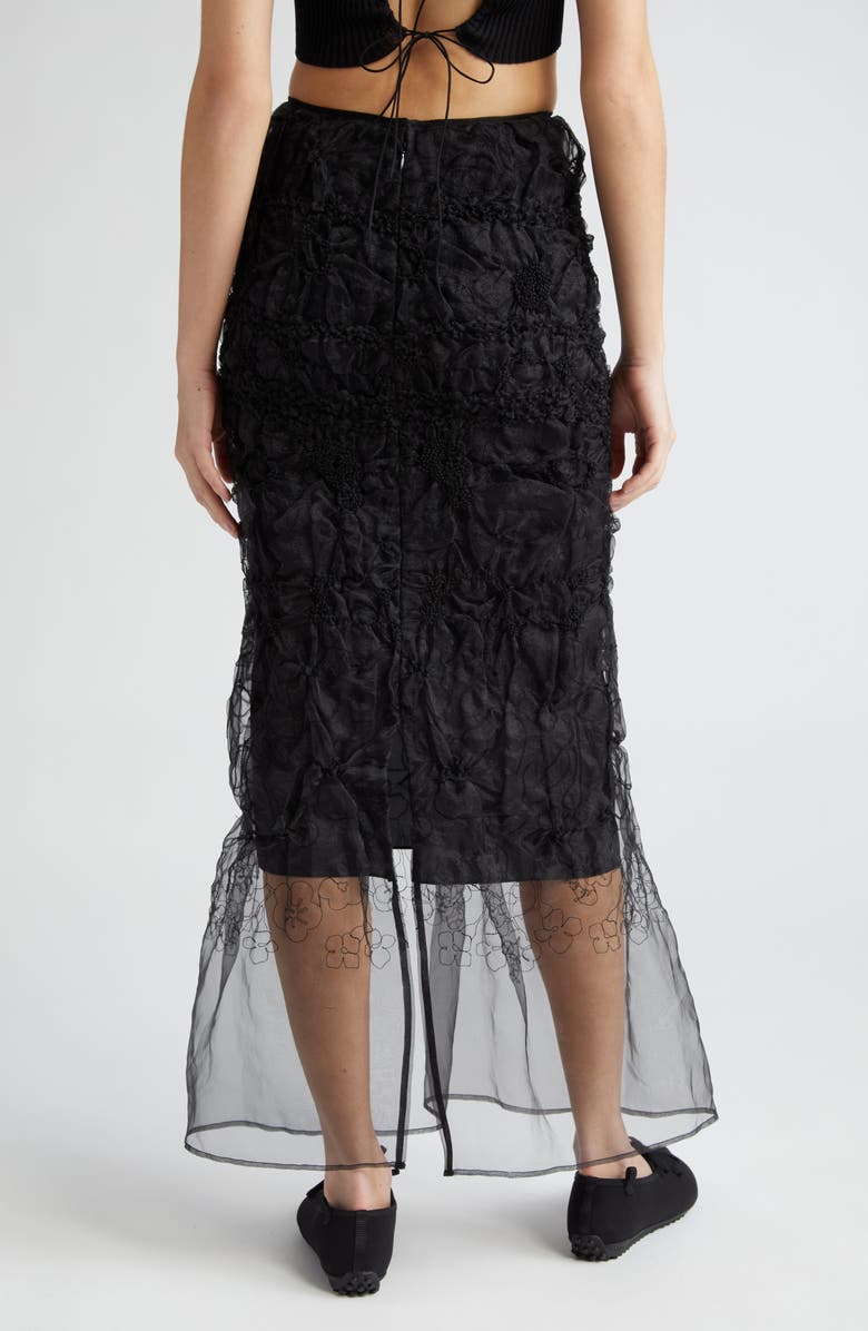 Cecilie Bahnsen Floral Embroidered Smocked Organza Skirt, Alternate, color,