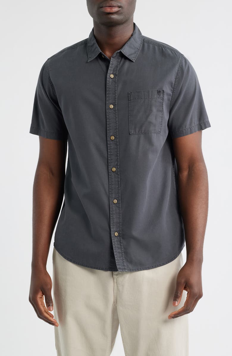Roark Made to Fade Short Sleeve Cotton & Lyocell Button-Up Shirt, Main, color, Washed Charcoal