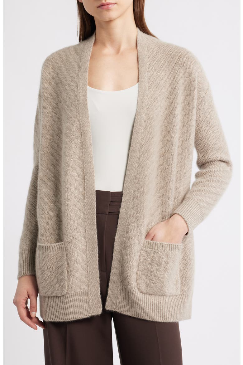 The Diane Cashmere Open Front Cardigan, Alternate, color, BEIGE HEATHER