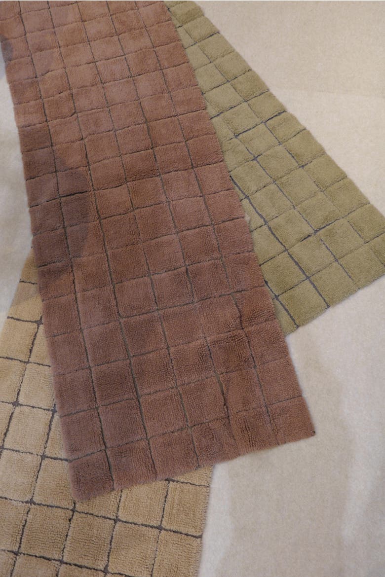 Woolable Rug Runner  Mosaic, Alternate, color, Moss wool, Dark grey,Natural